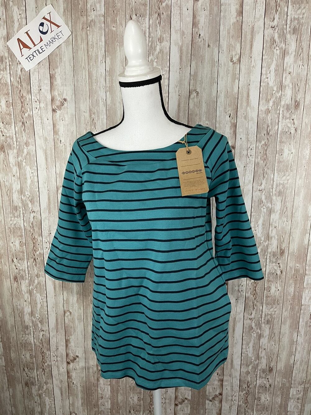 Bonobo Shirt Womens Small Blouse Blue Striped Sweater Pullover N136
